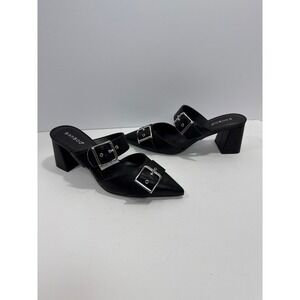 Bamboo Women 10 Black  Buckle‎ Pointy Toe Heels Preppy Academia Office Goth Y2K